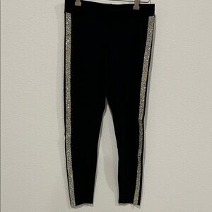 Express Black Leggings Embellished with Silver and Gold Rhinestones